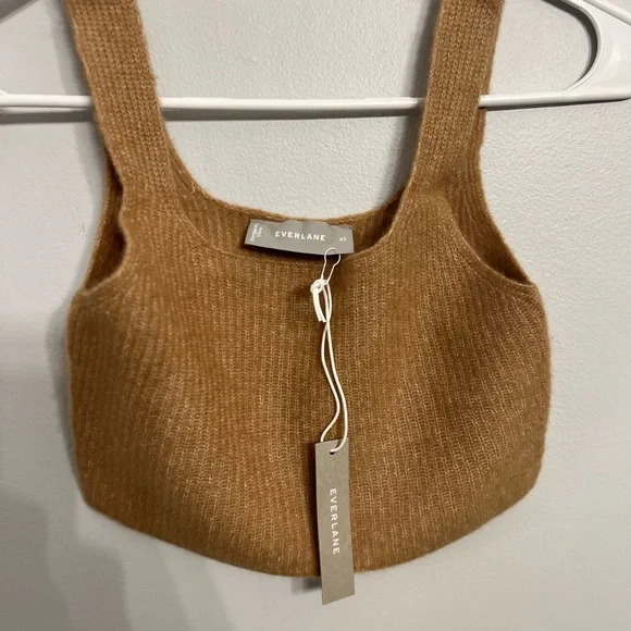 Everlane Camel Yak And Wool Blend The Cozy Stretch Knit‎ Cropped Tank NWT - Picture 3 of 4